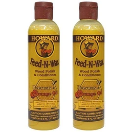 Howard Feed-N-Wax (Feeden Wax) Set of 2 (8 oz./8.1 fl oz (236 ml) x 2 Bottles = 16.5 fl oz (472 ml)