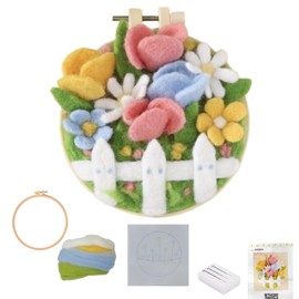 Hilsayum Wool Painting Kit Needle Felting Kit Wool Felt Painting Gifts for Adults,Needle Felt Supplies for Beginners,Home Decoration (Garden)