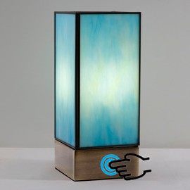 Tiffany Lamp Touch Control Small Table Lamp Azure Stained Glass Desk Lamp 4x4x10 Inches Reading Light