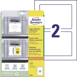 AVERY Zweckform Art. 8002-5 Carrier Labels (10 Label Holders, 160 x 120 mm, Can be Glued with All Labels as Often as Required Without Residue, for Shelves, Boxes, Containers in Warehouse and