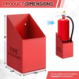 Pelopy Fire Extinguisher Mount Wall Hook Bracket Include Screws, Fit 5lb Extinguishers, Easy to Install, Red Fire Extinguisher Holder for School Garage Vehicle Boat Truck Home Use