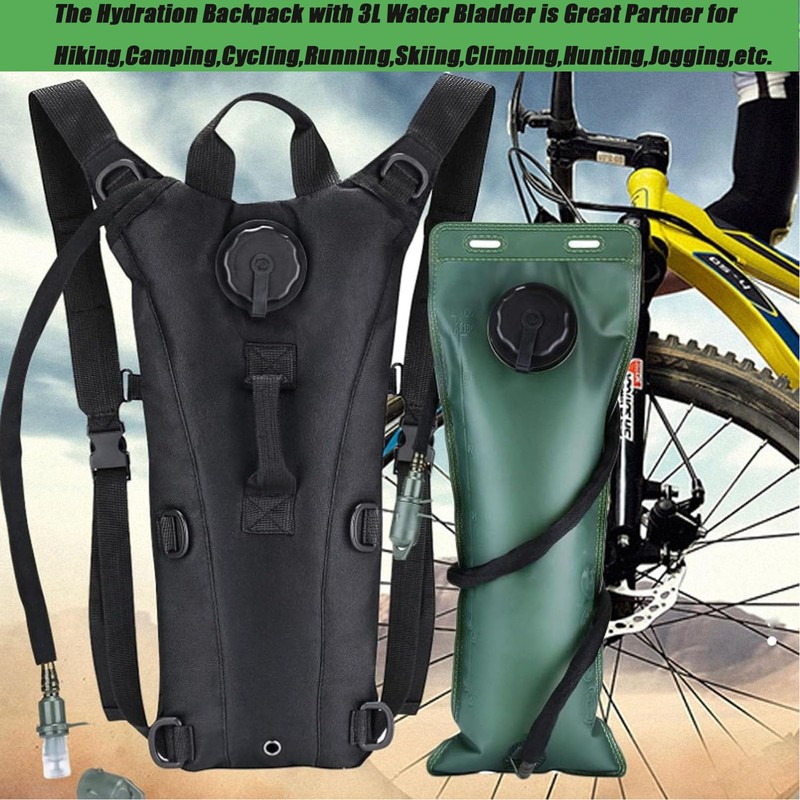 DuDuZui Hydration Backpack, Black Hydration Pack with 3L Water Bladder