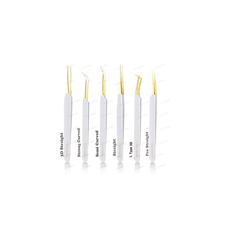Alluring White with Gold Tip Tweezers for Eyelash Extension