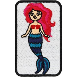 Meerjungfrau Aufnäher Aufbügler Little Mermaid Patch zum annähen/aufbügeln | kleine Meerjungfrau Flicken mit Stickerei Mädchen Geschenk Kinder Applikation für alle Stoffe | 75x75mm