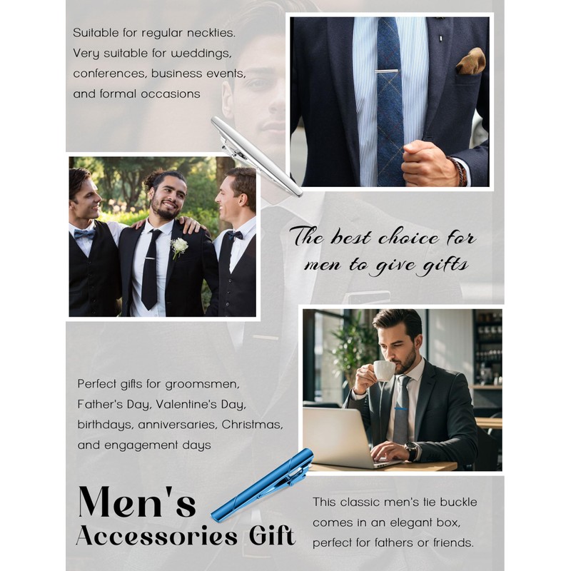 Jstyle 12 Pcs Tie Clips for Men Classic Tie Bar