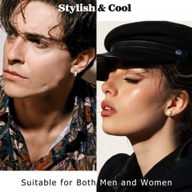 Diamday 6 Pairs Stainless Steel Stud Earrings Black Men Women Punk Earrings Round Stud Earrings Fake Plugs Earrings Hoop Earrings Hoop Earrings Tunnel Earrings Cartilage Screw Stud Hoop Earrings