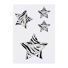 4 x 'Zebra Print Star' Temporary Tattoos - Water Resistant, Skin-Safe, Non-Toxic Transfers, Mixed Sizes (TO00016195)