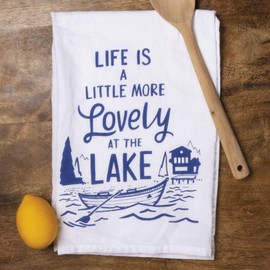 Primitives by Kathy 104268 LOL Made You Smile Dish Towel, 28 x 28-Inches, Lovely at The Lake