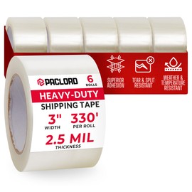 Paclord 3" x 110 Yards Clear Packing Tape, 2.5 Mil Thick, Pack of 6 Rolls - Heavy-Duty Carton Sealing Tape Refill Rolls with Superior Adhesion for Packaging, Moving, or Shipping Boxes