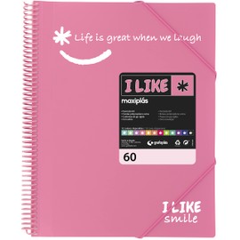 Grafoplás 39226053. Folder with Spiral 60 Sleeves, A4, Light Pink, Polypropylene, I Like Smile
