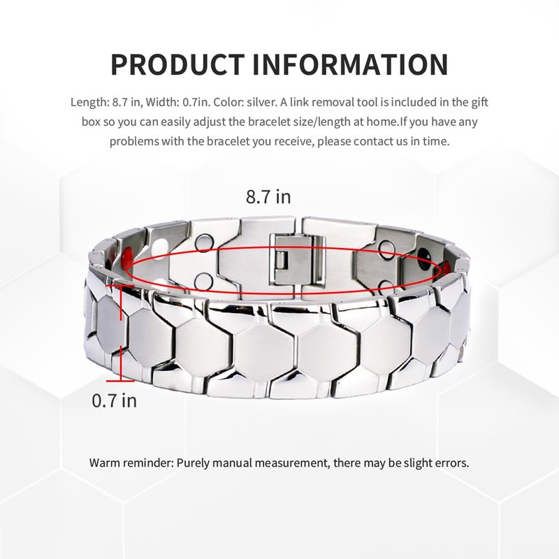 Magnetic Bracelets for Men, Lymphatic Drainage Therapeutic Magnetic Bracelets with