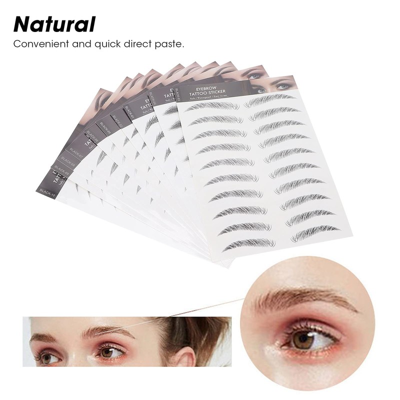10 Pegatinas Impermeables para Cejas, Juego de Pegatinas Temporales para