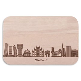 Breakfast Board Milan with Skyline Engraving – Bread Board & Gift for Milan City Lovers & Fans – Also Ideal as a Souvenir