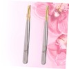 Ipetboom 1set Electroplated Stainless Steel Eyebrow Tweezers with Flat Mouth