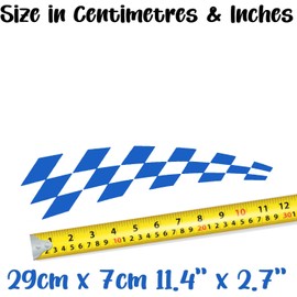 Novelty Chequered Flag Pack of 2 Car Stickers - Waterproof Decal - Long Lasting - UV Resistant - Cars, Motorbikes, Trucks, Vans (Blue Glossy)