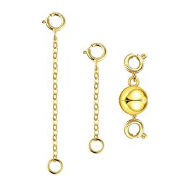 Gold Extension Chain, xlwen 1 Set Jewellery Extensions, Bracelet Extension. Can be attached to a chain, necklace, bracelet or anklet of your choice., 925 silver