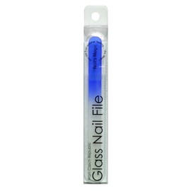 Czech Artisans Finished Glass Nail File, 5.3 inches (135 mm), Double-Sided Type, Blue (Transparent Soft Case)