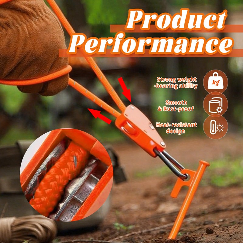 SDKZBFC 4mm Reflective Tent Guy Ropes with Pulley - 4PCS