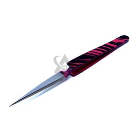 Stainless Steel Jeweler Style Tweezers #N1 Pink Black Zebra Color Fine Point (A2Z)