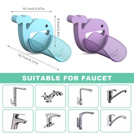 Misazy Children's Tap Extension, Pack of 2, Water Tap Extension for Children, Cute Children's Tap Extension for Easy Hand Washing on the Sink (Purple + Blue)