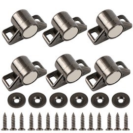 Huyfoig 6PCS Retro Magnetic Cabinet Door Catch, Zinc Alloy Magnet Cabinet Latch Door Magnetic Catches for Kitchen Cupboard Closet Door Magnets for Closure, Gun Black