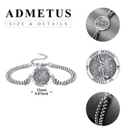 ADMETUS St Michael Bracelet 925 Sterling Silver Saint Michael Bracelet Men San Miguel Arcangel Bracelet Archangel Michael Bracelet Protection Jewellery Religious Gifts for Men