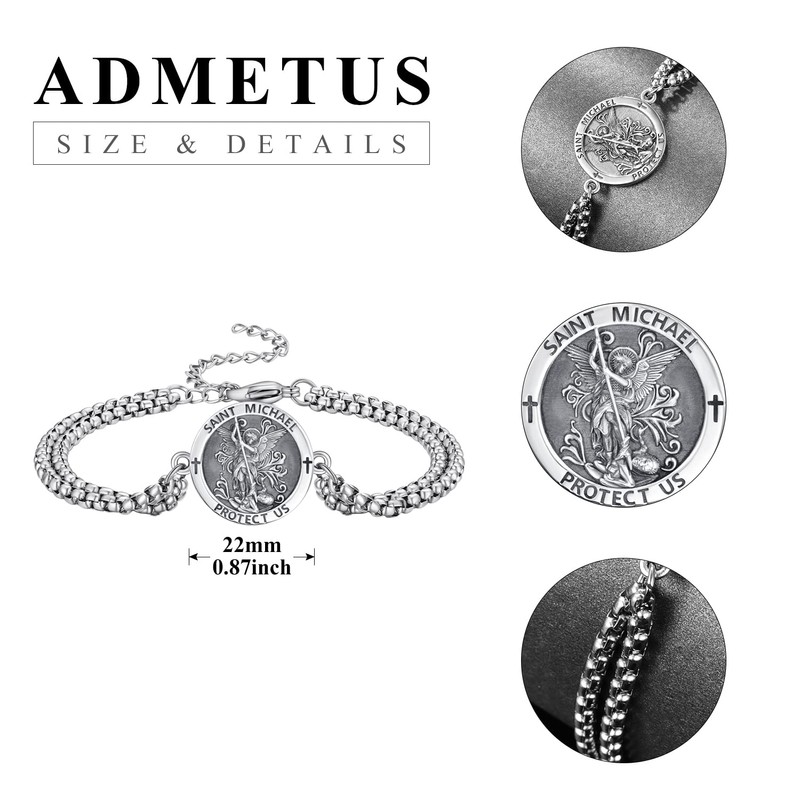 ADMETUS St Michael Bracelet 925 Sterling Silver Saint Michael Bracelet