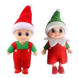 MORAINJAY 2pk Christmas Baby Elf Doll,Green&Red Mini Xmas Baby Elves for Girls,Christmas Tiny Elf Baby Doll,Accessories Baby Twins Xmas Tradition Novelty Toys for Xmas New Year Gifts Stocking Stuffers