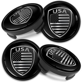 Compatible with Ford Wheel Center Caps Alloy Hub Centre Rim Cover Badge 54mm USA Flag Silver Black CF 2
