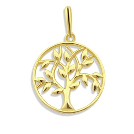Vinali 14K Solid Yellow Gold Womens Round Celtic Tree of Life Charm Pendant Ladies Dainty Tree of Life Pendant