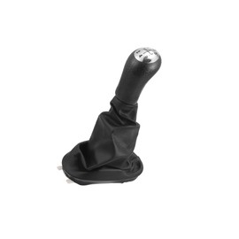 Motoforti 5 Speed Manual Gear Shifter Knob with Cover for Renault Clio III | Gearbox Shifter Lever Knob Chrome Black Plastic and Faux Leather 1 Pcs Long-lasting