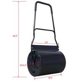 Heemab Heavy-Duty Lawn Roller 16 Gallon for Tow Behind Use, Durable Steel Construction, Adjustable Weight, Black