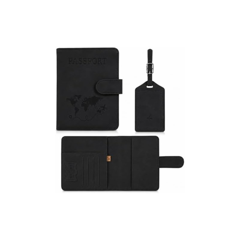 AVENIX Porta Pasaporte RFID con Etiqueta de Equipaje, PU, Cierre