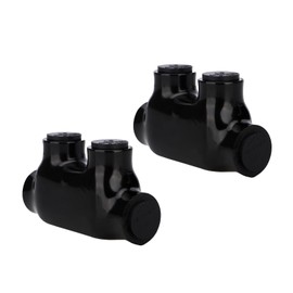 Baomain 2PCS Insulated in-line Splice Connector Wire Connectors Multi Cable Connector, 2 Ports 1/0-14 AWG Wire Range Pre-Filled and Dual Sided Entry Dual Rated, Black PVC Coated Ul Listed