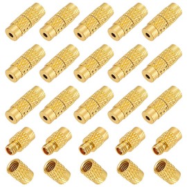HOBBIESAY 20 Sets Brass Barrel Jewelry End Tip Caps 11-12mm Long Screw Twist Clasps Tube Fastener Cord End Caps Barrel Screw Clasps for Jewelry Making Hole: 1mm