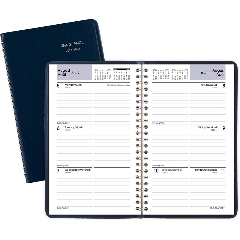 AT-A-GLANCE (DayMinder) Desk Weekly Academic Planner, Assorted Colours, Bilingual (AY41F1025)