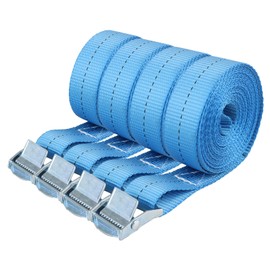 ASelected 4Pcs Ratchet Tie Down Straps 4 M X 25 Mm Adjustable Cargo Straps Ratchet Straps For Bike Motorcycle Vans Cargo Trailer Kayak Luggage(Blue)