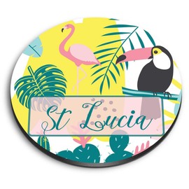 1x Round MDF Magnet 6cm - St Lucia Toucan Flamingo Cactus - Fridge Locker Office Whiteboard Toolbox #60139