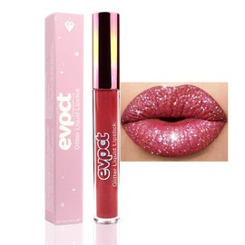 evpct 1Pcs Wine Red Matte to Glitter Liquid Lipstick Long Lasting Lip Set Kit,12 Colors Diamond Glitter Sparkly Glossy Metallic Shimmer Sparkle Waterproof Lipstick Lip Gloss for Women 06#