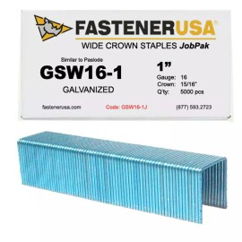 FastenerUSA 1" LEG x 15/16" CROWN 16GA GALV GSW-16 STAPLES 5,000ct | GSW16-1J