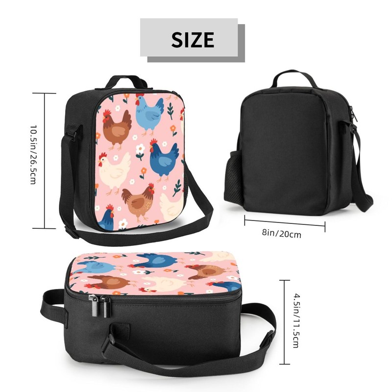 Gelasgo Rooster Insulated Lunch Bag Thermal Reusable Lunch Tote with
