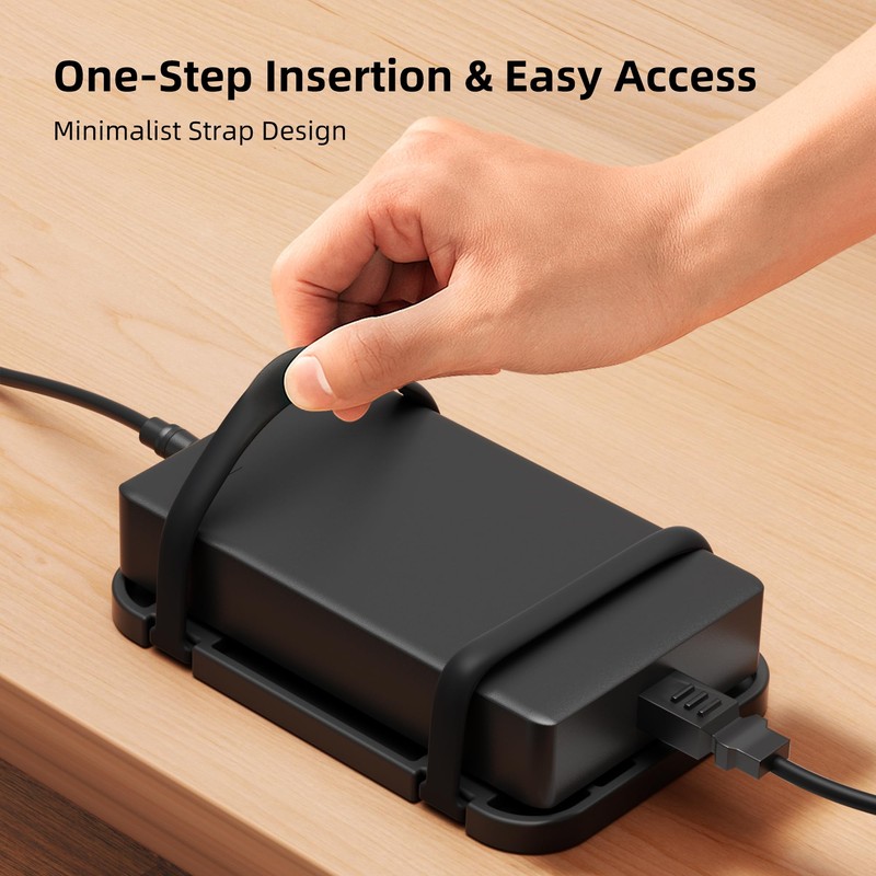 Upgraded Laptop Charger Holder,Adjustable Silicone Strap Power Brick Organizer With