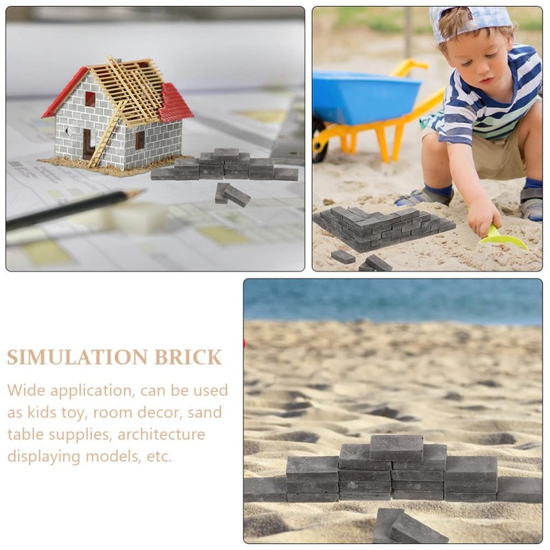 Vaguelly 150 PCS Miniature Brick, 1: 16 Mini Grey Wall