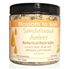 Sandalwood Amber Botanical Bath Salts (8 ounce) - Phthalate Free Fragrance - Adds Luxury And Minerals To The Bath with a Woodsy Warm Scent
