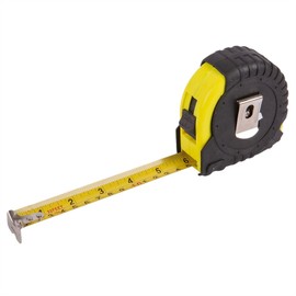 1x Yellow 10m x 24mm Retractable Tape Measure with Cover - Long Heavy-Duty Metric Imperial Measuring Ruler Tools - By Blackspur