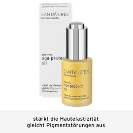 Santaverde / age protect oil / anti-ageing facial oil / strengthens skin elasticity / against pigment stains / prevents the signs of ageing / smoothing / for an even complexion / for demanding, dry and sensitive skin / face and cleavage / unisex / 100% vegan / 30 ml