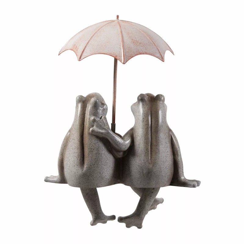Hi-Line Gift Ltd. Couple Frogs Edge Sitting Statue Under Umbrella