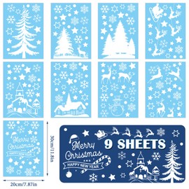 FullJoyHut White Window Stickers Christmas Sticker Snowflakes Christmas Tree Reindeer Sticker Decorative Window Sticker Window Decoration Christmas PVC Christmas Decoration Christmas for Windows Doors