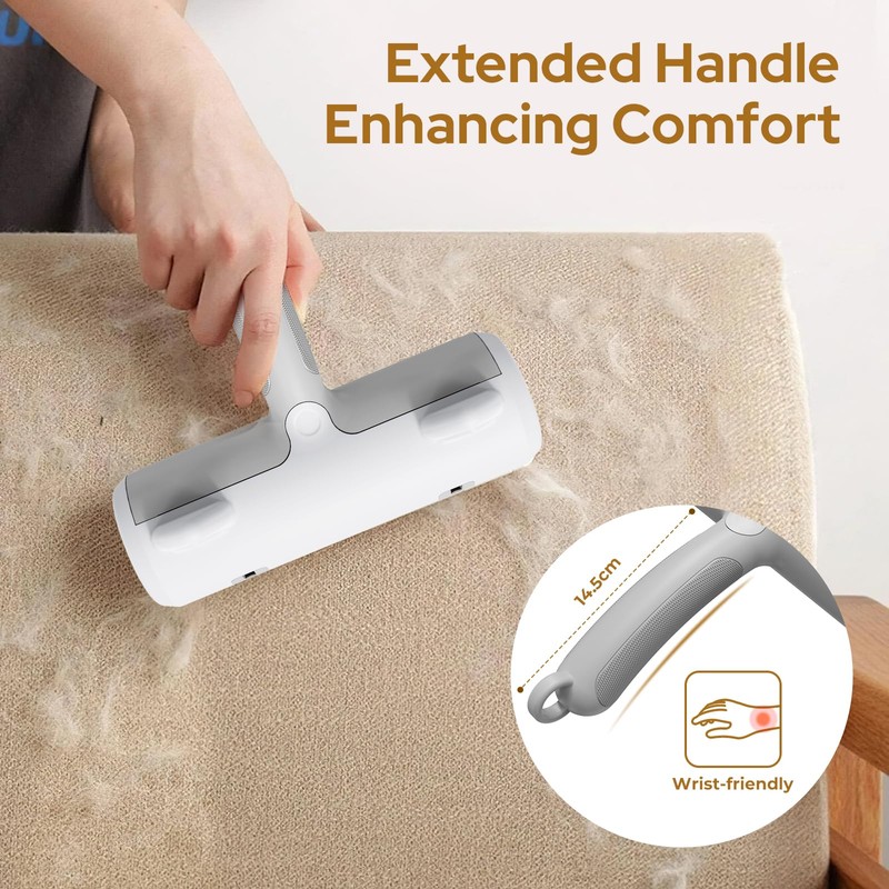 Zivacate Pet Hair Remover Lint Roller, Ergonomic Handle & Self-Cleaning,