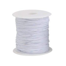 Trimming Shop 1mm Wide White Elastic Sewing Thread for Shirring - Full Roll of 100 Metres Stretch Cord - Spool of Elastic String for Clothing and Jewellery Making